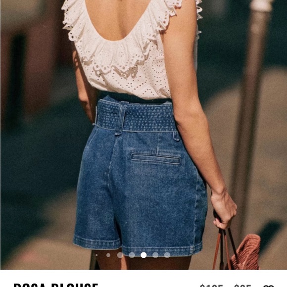 Sezane 100% cotton flutter sleeve blouse - Picture 2 of 9